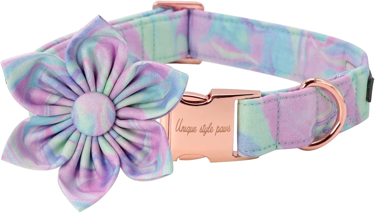 Unique style paws Dog Collar with Flower, Adjustable Dog Collar Flower Pattern, Durable Pet Collar for Small Medium Large Dogs