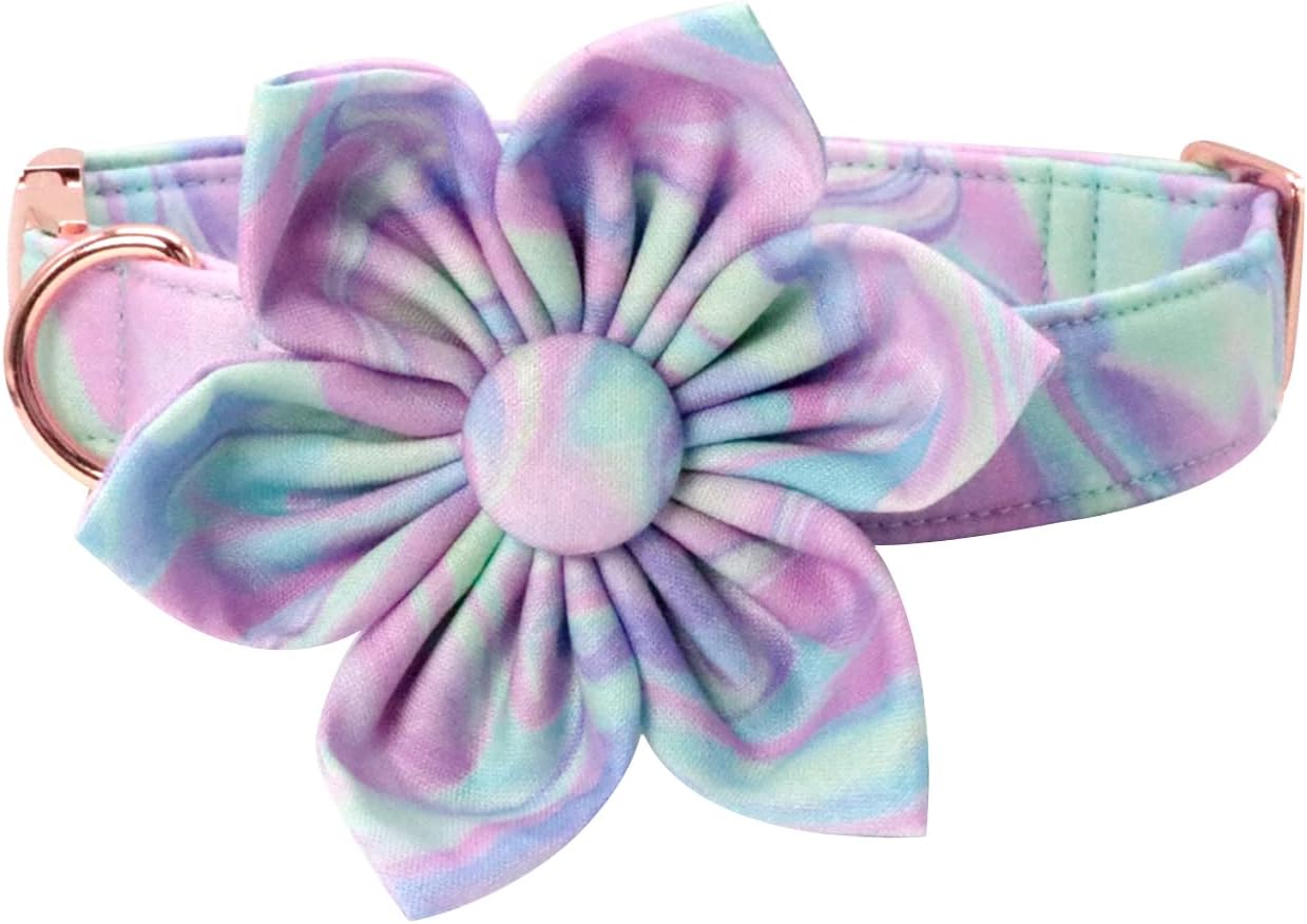 Unique style paws Dog Collar with Flower, Adjustable Dog Collar Flower Pattern, Durable Pet Collar for Small Medium Large Dogs