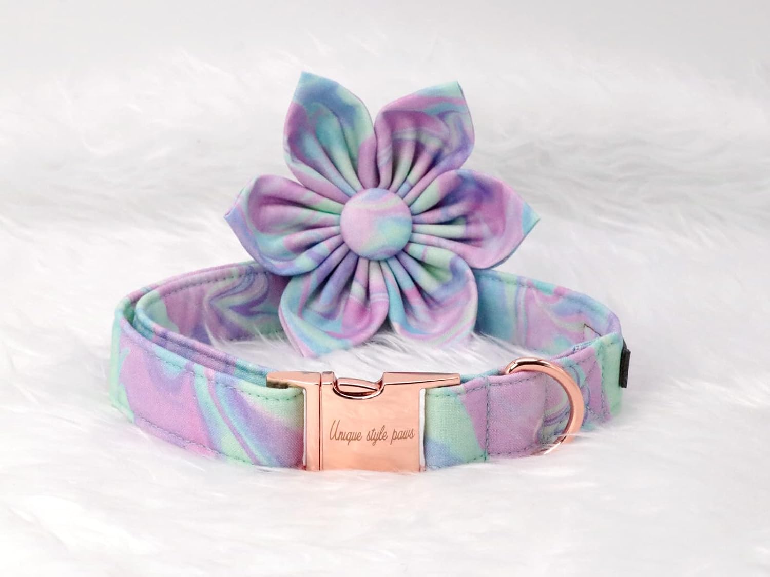 Unique style paws Dog Collar with Flower, Adjustable Dog Collar Flower Pattern, Durable Pet Collar for Small Medium Large Dogs