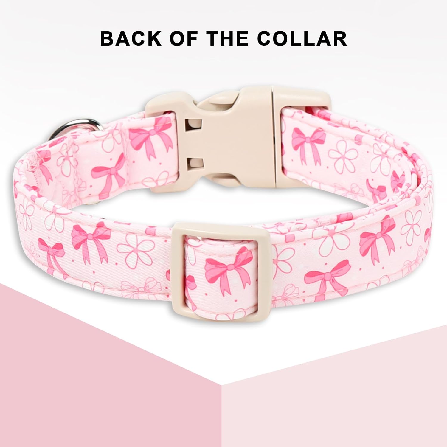 Unique Style Paws Pink Bow Dog Collar,Pink Flower Dog Collar for Small Dogs,Soft Cotton Puppy Collars with Adjustable Buckle for Small,Medium,Large Dogs,Gift for Puppy