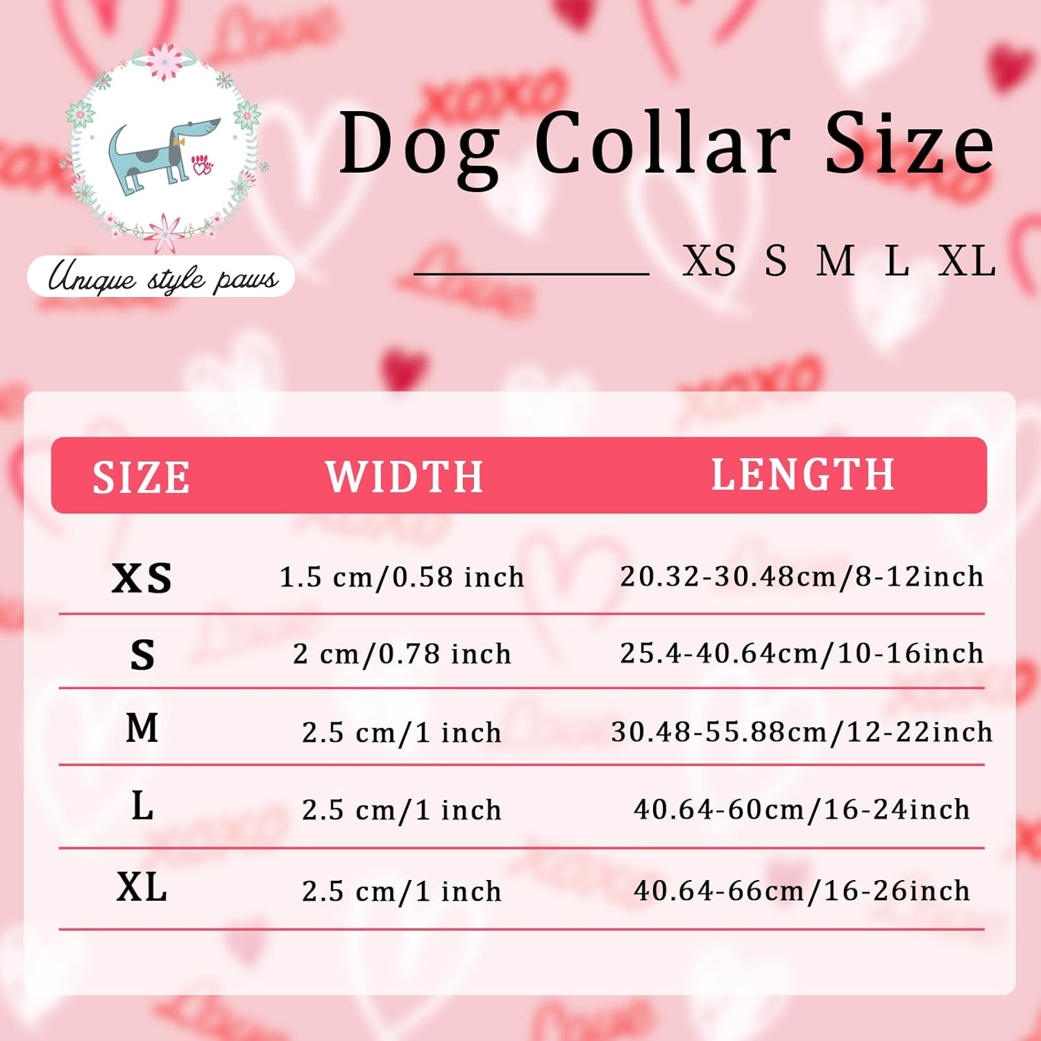 Unique Style Paws Valentine Dog Collar,Black Red Heart Print Dog Collar for Small Dogs,Soft Cotton Puppy Collars with Adjustable Buckle for Small,Medium,Large Dogs,Gift for Puppy