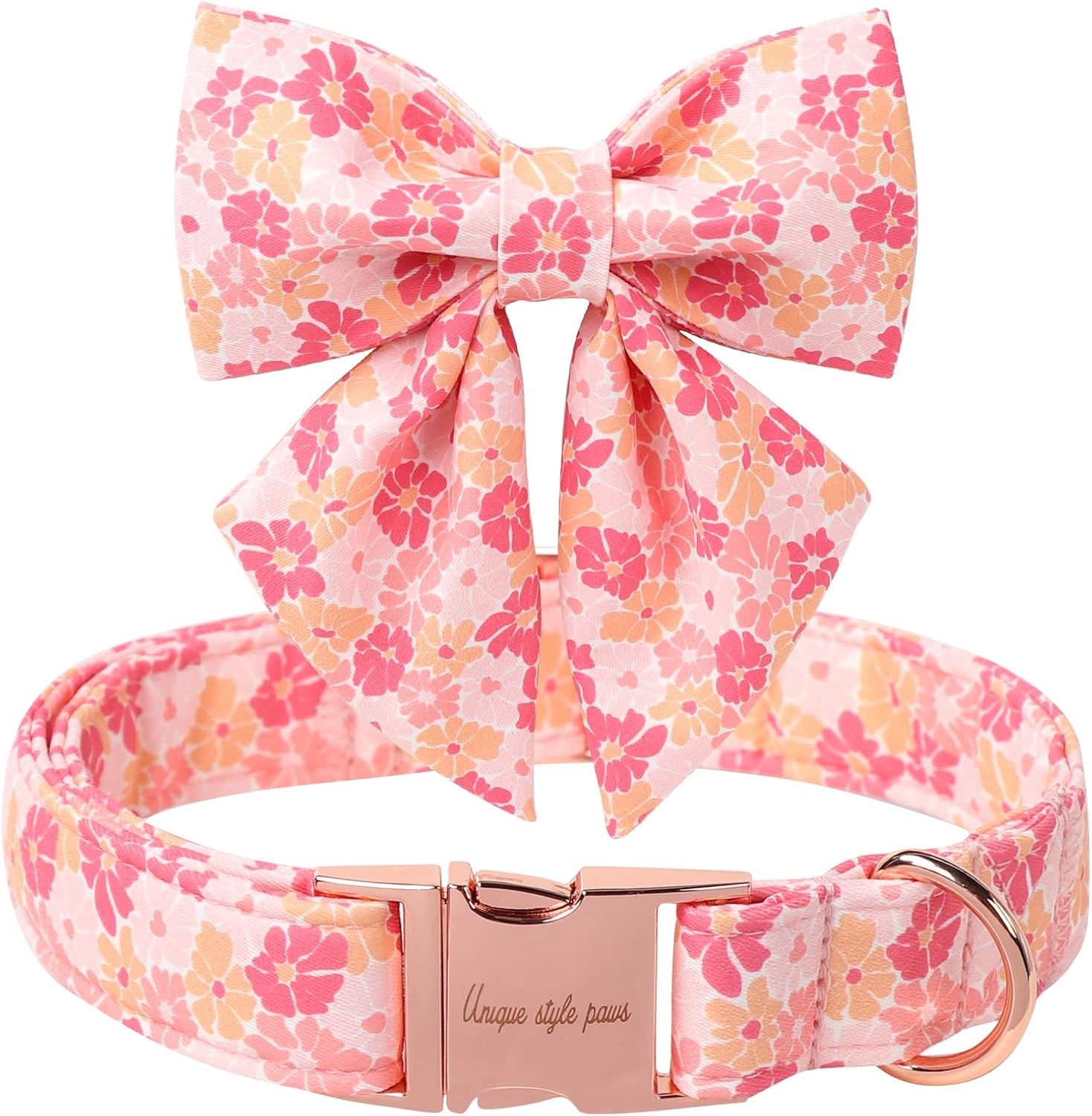 Unique style paws Cartoon Dog Collar with Bowtie Spring Summer Puppy Collar with Flower for Small Medium Large Boys Girls Dogs