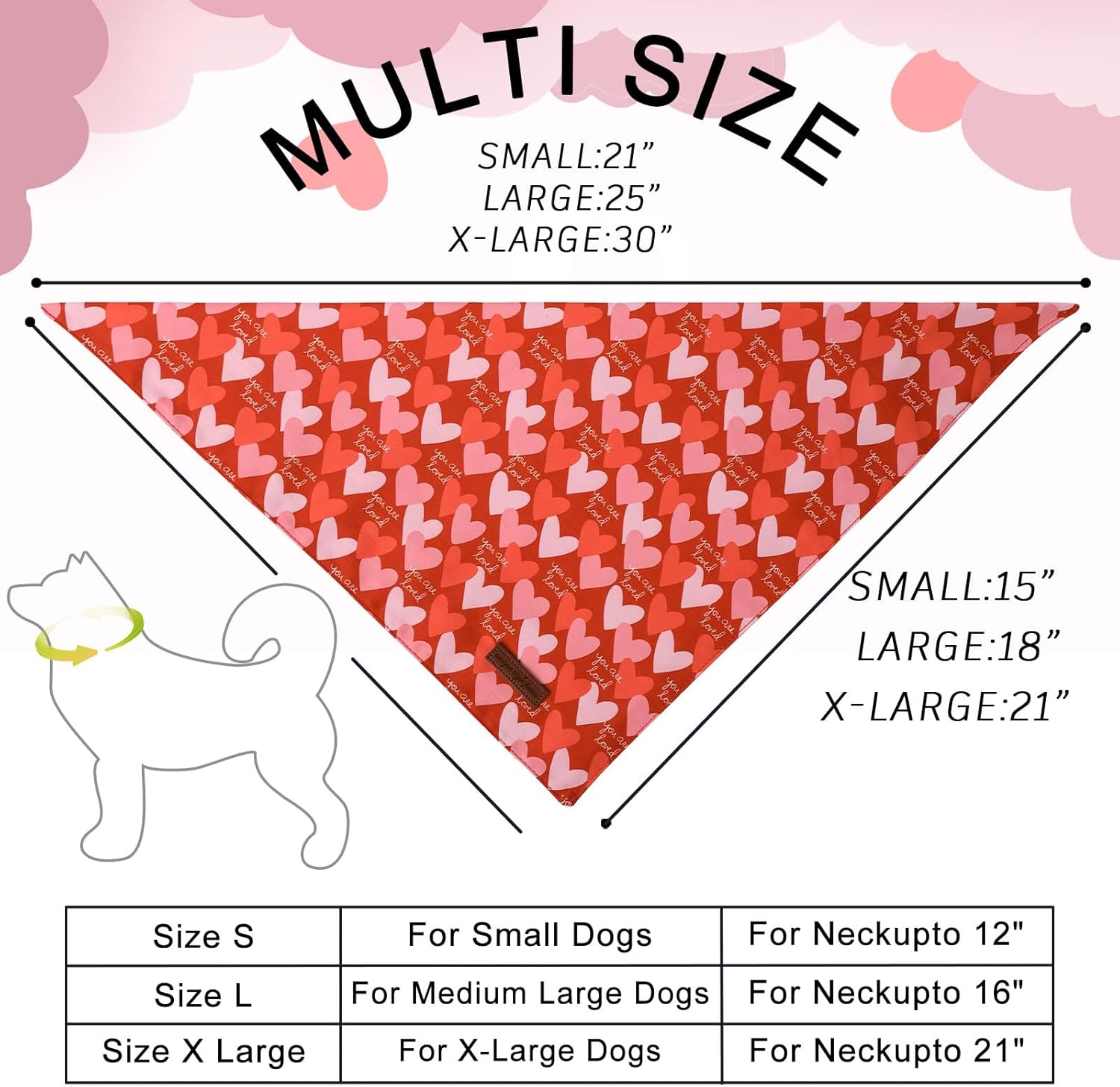 Unique Style Paws Dog Valentine's Bandanas 2Pcs Washable Cotton Triangle Painting Love Heart Puppy Scarfs for Small Medium Large Dogs and Cats