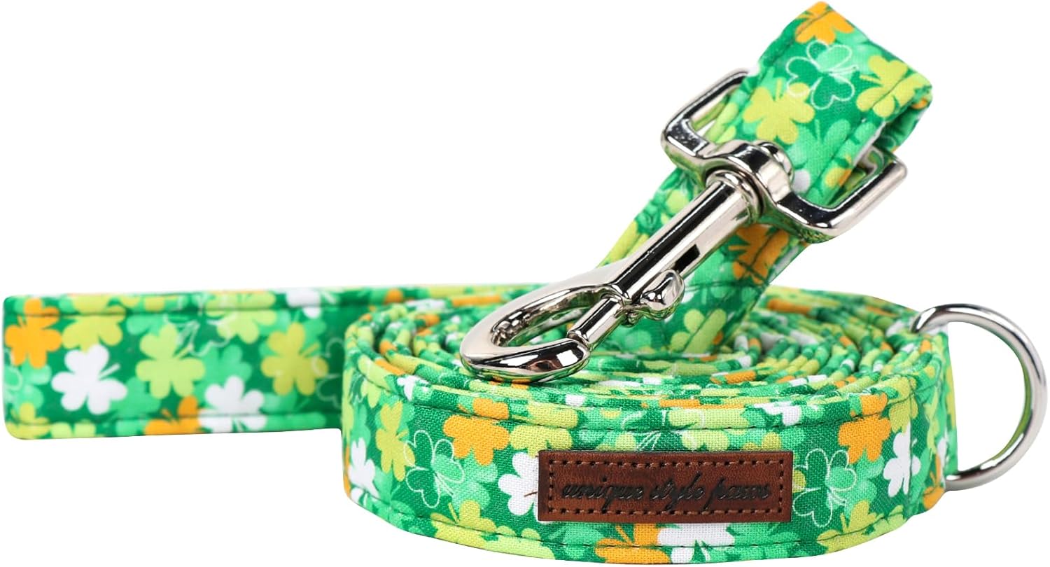 Unique style paws St. Patrick's Day Dog Leash Clover Leash with Flower for Small Medium Large Boys Girls Dogs