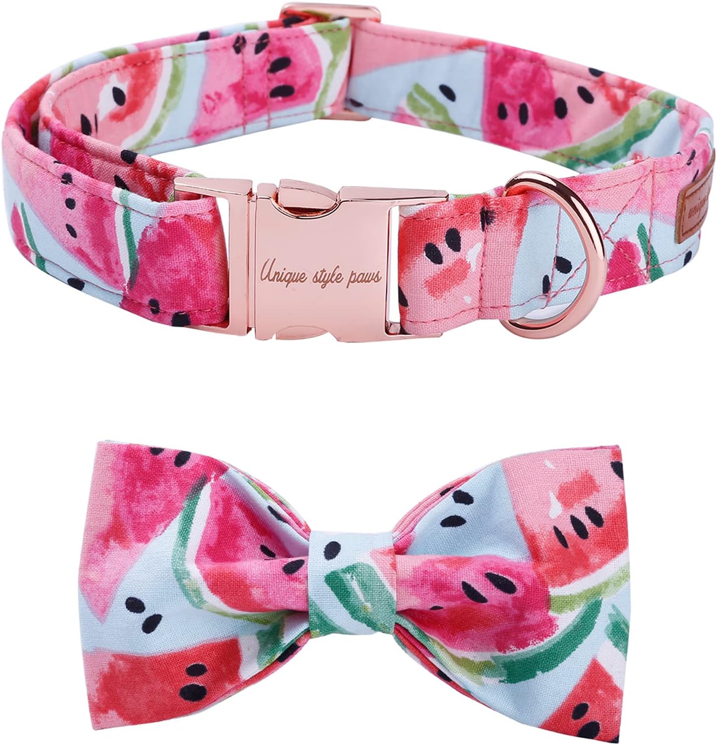 Unique style paws Bowtie Dog Collar Cotton Watermelon Adjustable Summer Collar for Small Medium Large Dogs