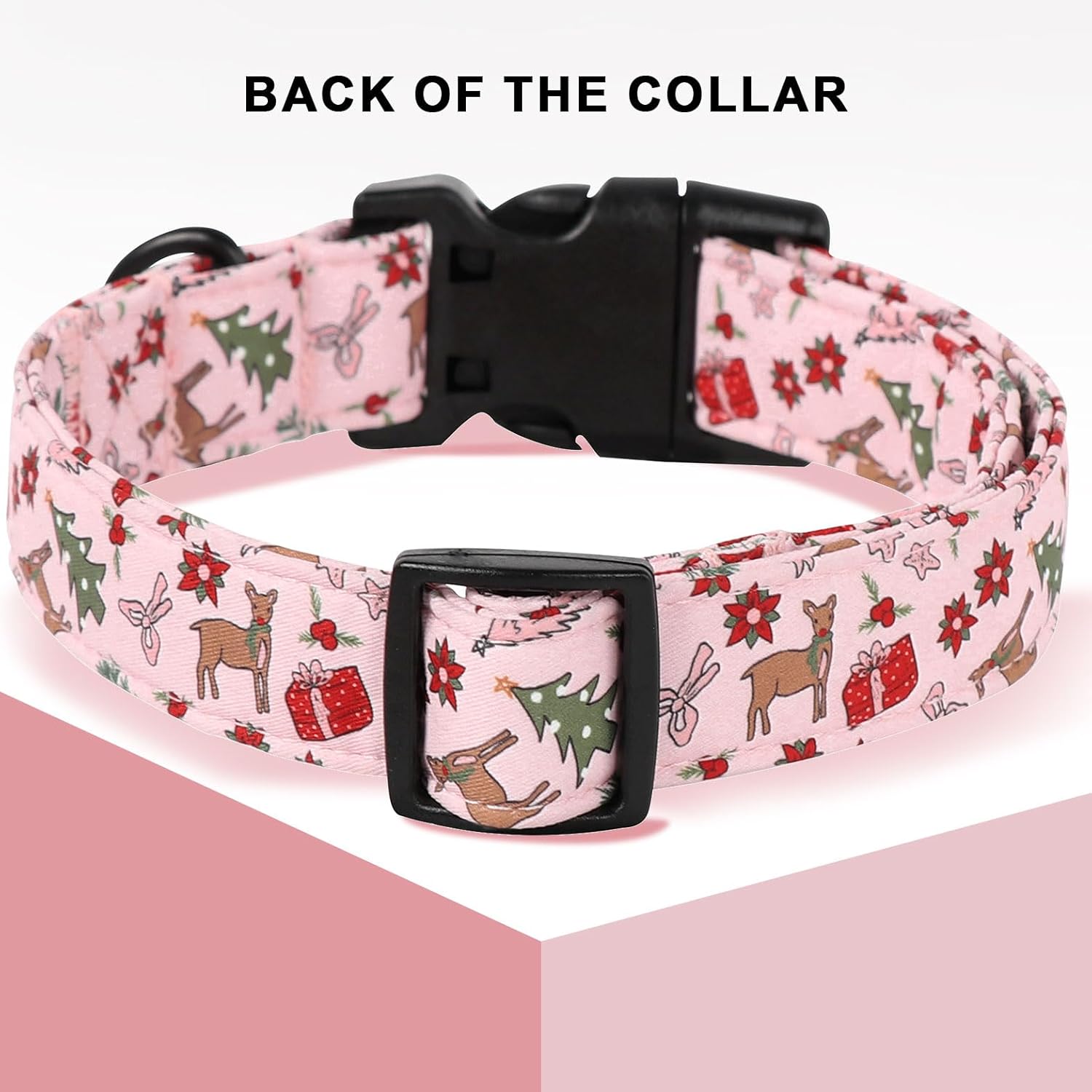Christmas Dog Collar, Unique Style Paws Pink Dog Collar for Christmas Comfortable Pet Collar with Lightweight Plastic Buckle for Holiday, Fancy Dog Gift