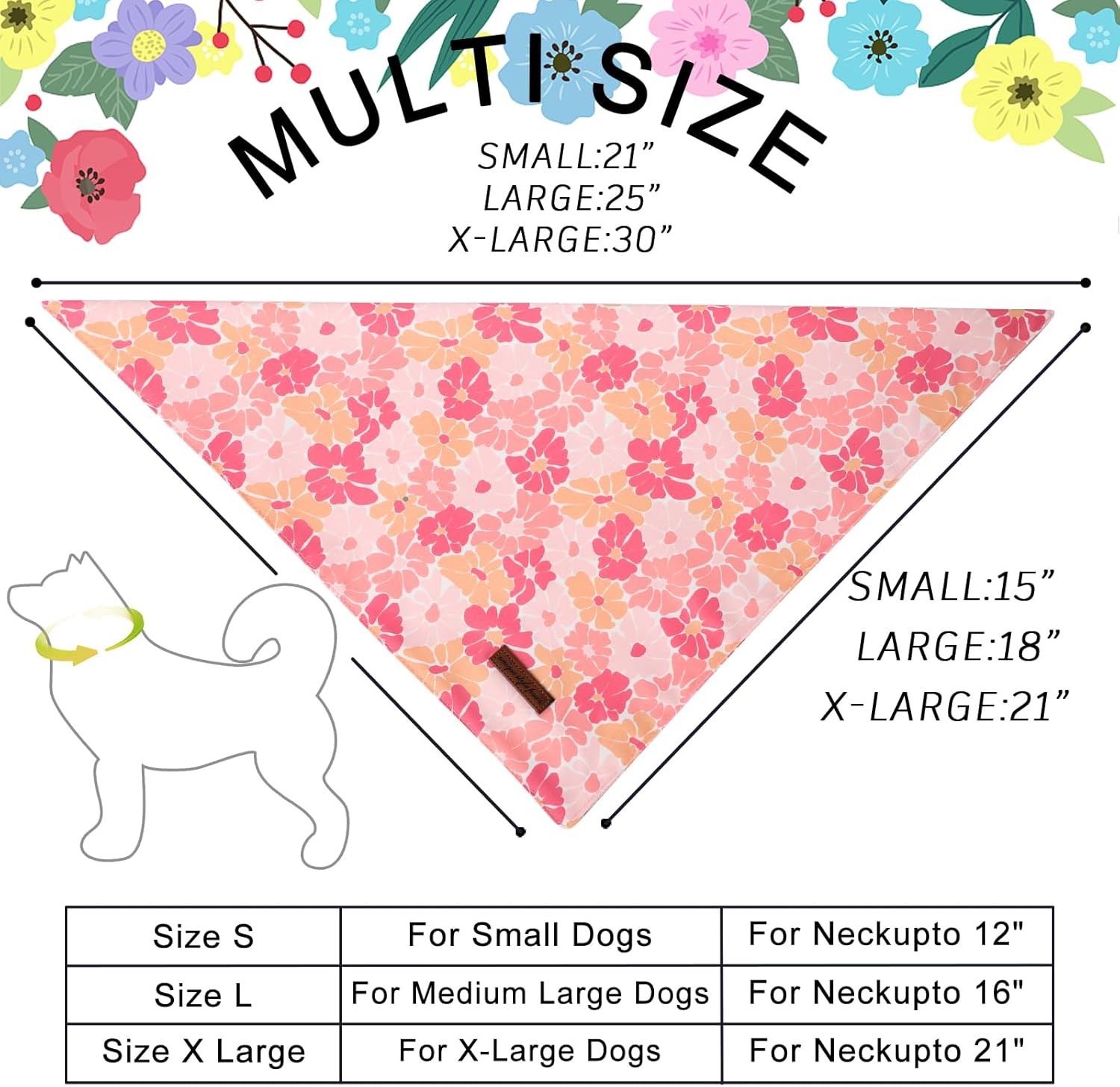 Unique Style Paws Dog Spring Bandanas 2Pcs Washable Cotton Triangle Summer Rose Daisy Flower Puppy Scarfs for Small Medium Large Dogs and Cats