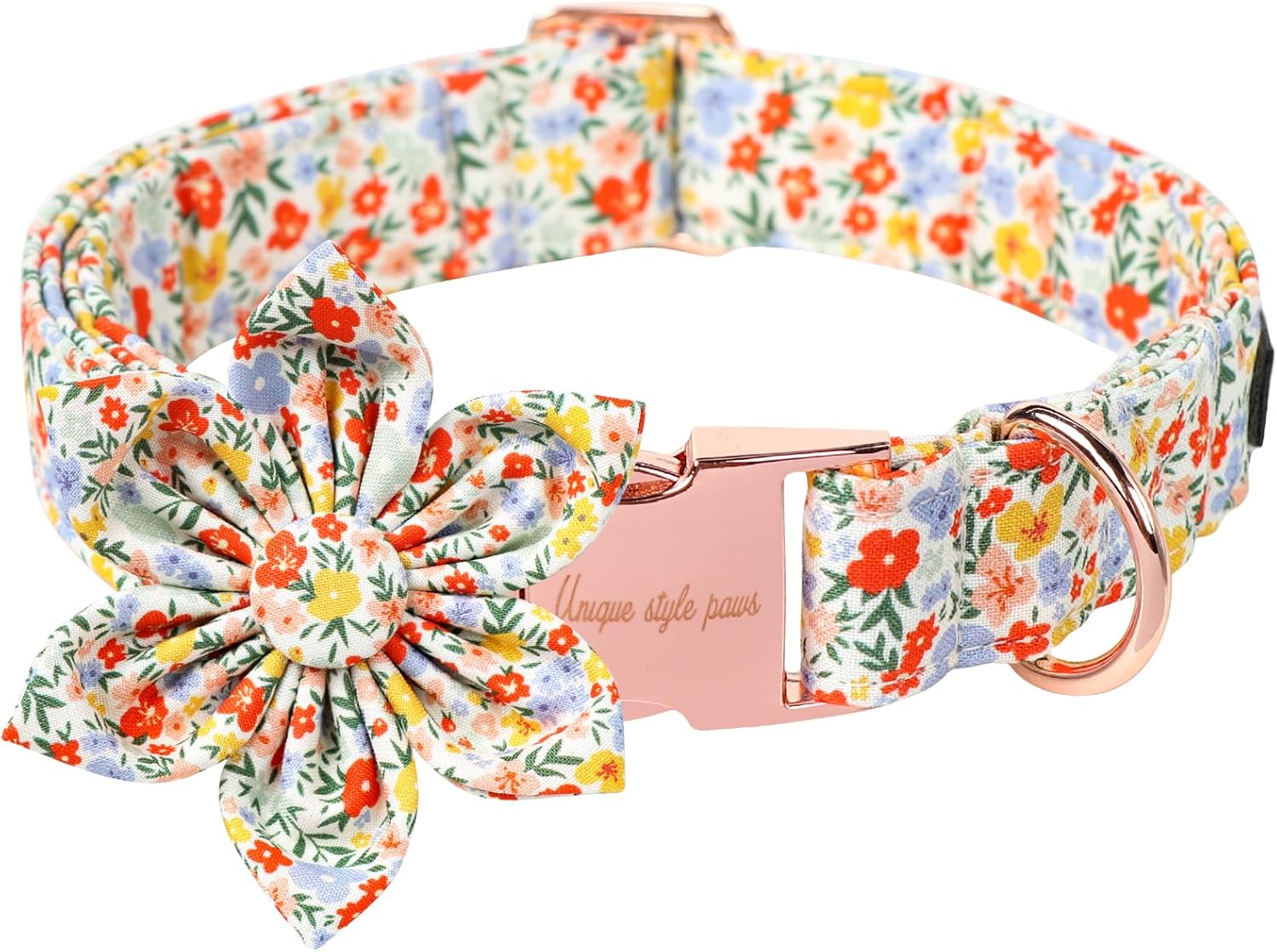 Unique Style Paws Summer Dog Collar with Floral Bow,Colorful Bow Tie Puppy Collar,Flower Pattern Dog Bow Collar for Small,Medium,Large Dogs&Cats