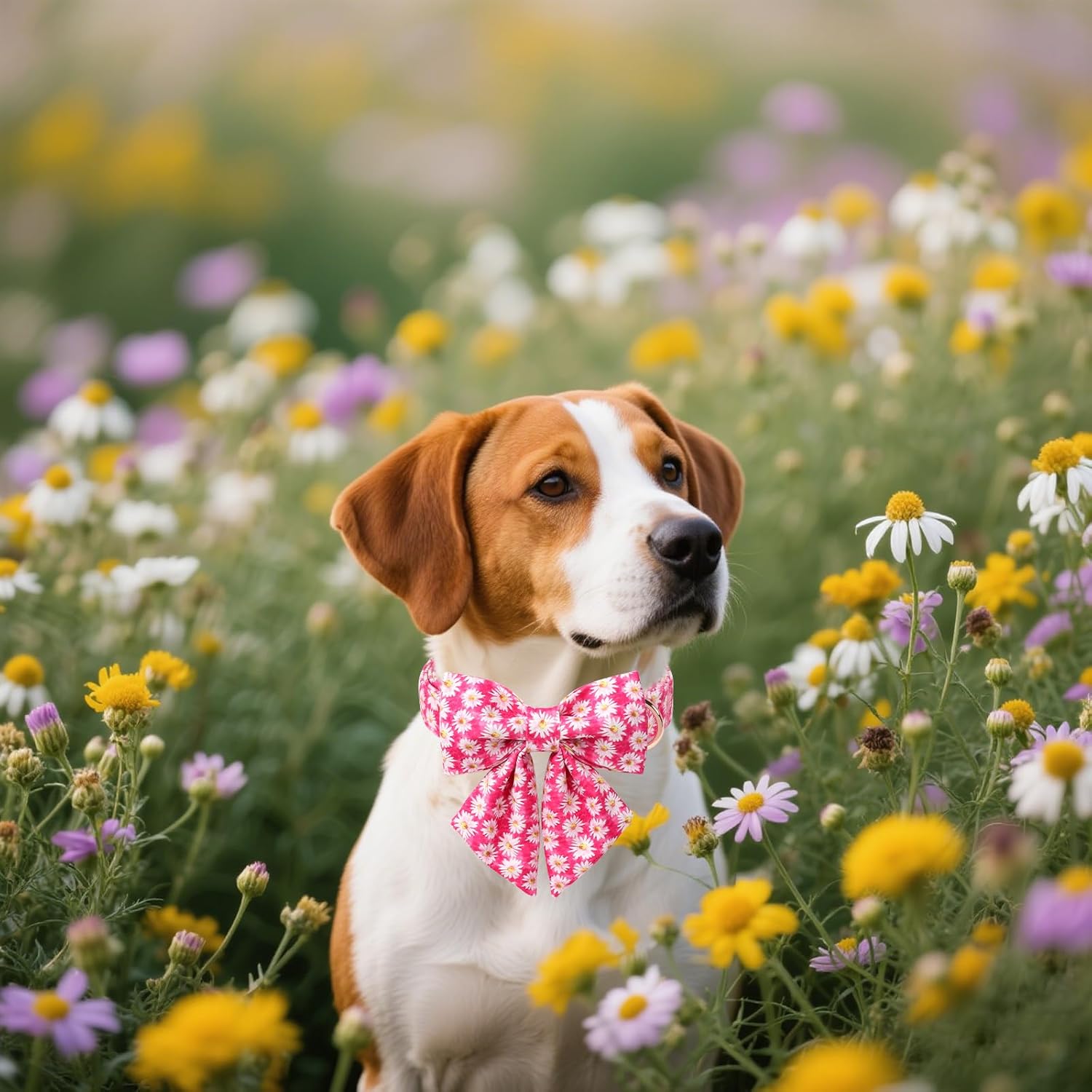 Unique style paws Cartoon Dog Collar with Bowtie Spring Summer Collar with Flower Rose Daisy for Small Medium Large Boys Girls Dogs