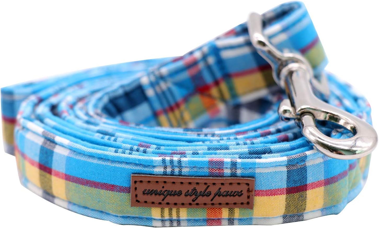 Unique style paws Dog Leashes Heavy Duty Comfortable Handle Dog Leashes with Metal Buckle for X-Small Small Medium Large Dogs Blue Plaid