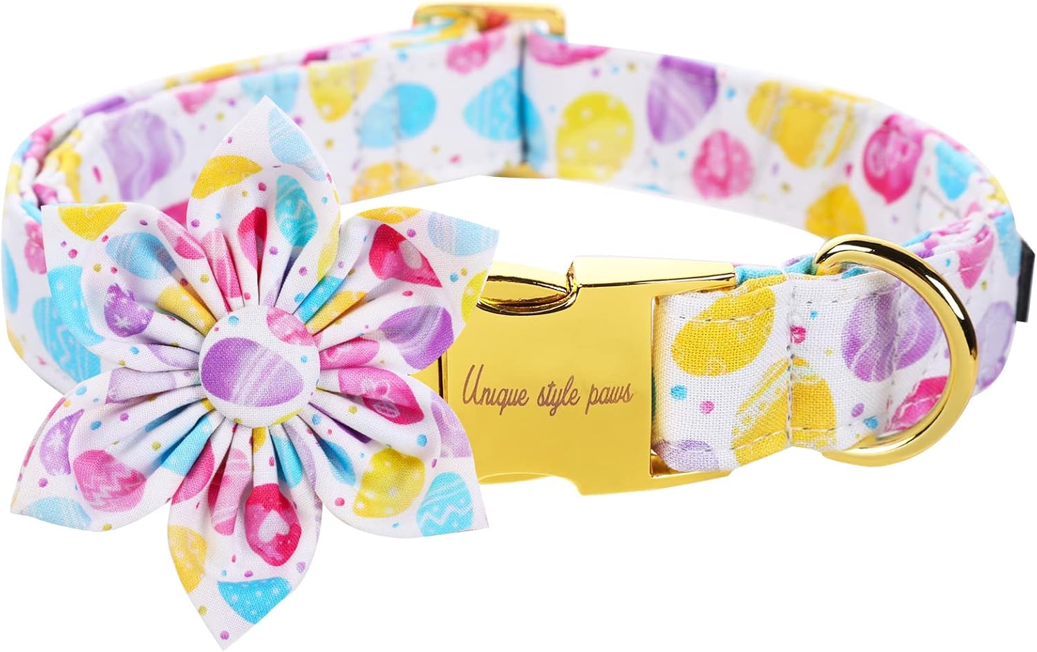 Unique style paws Easter Colorful Egg Dog Collar with Flower Holiday Collar Gift for Small Medium Large Boys Girls Dogs