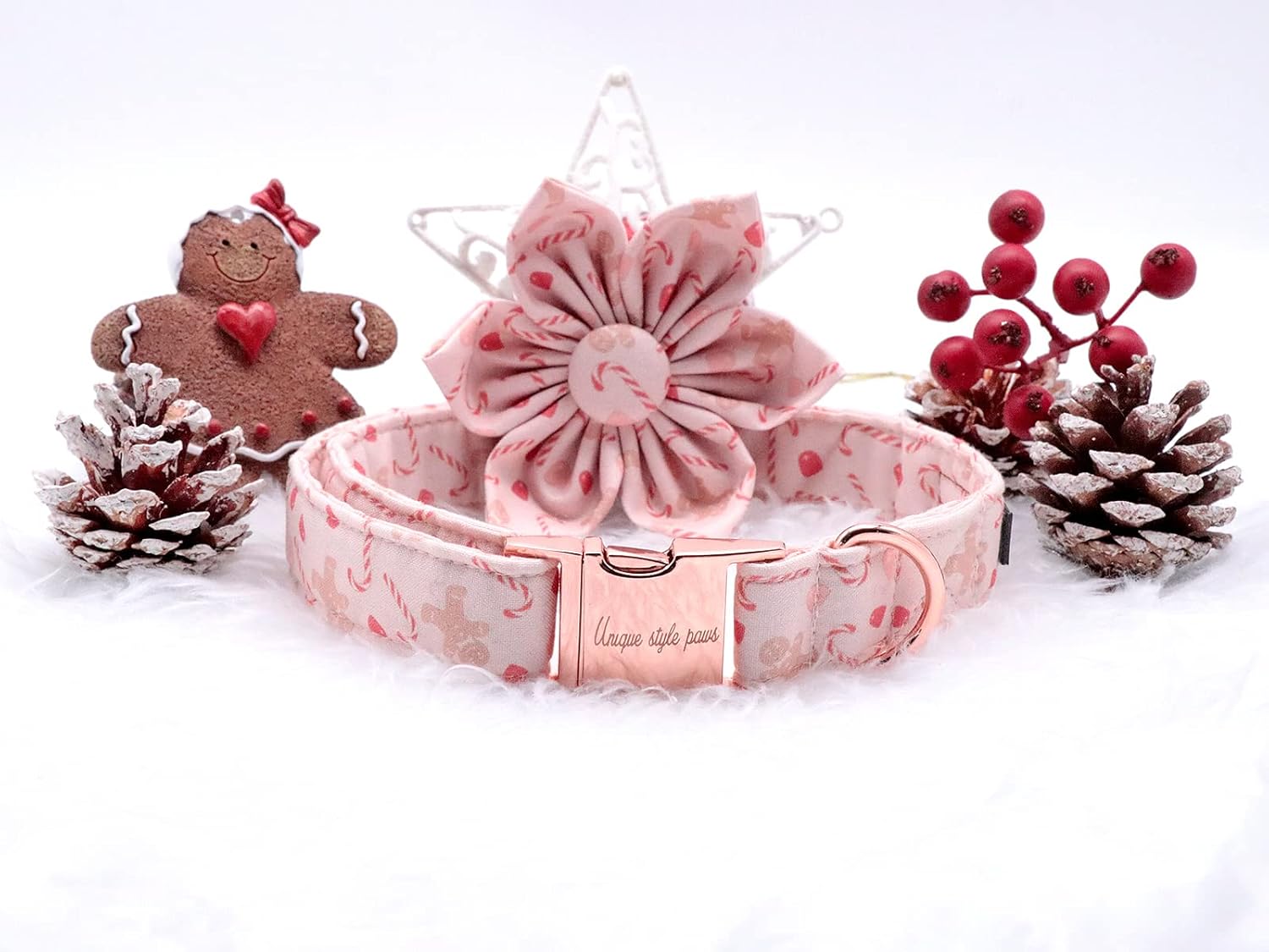 Unique style paws Dog Collar with Flower, Christmas Dog Collar, Adjustable Dog Collar Flower Pattern Durable Pet Collar for Small Medium Large Dogs