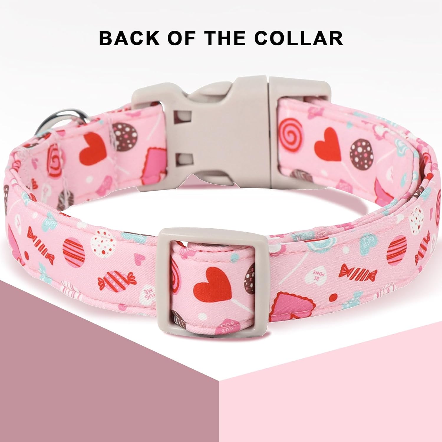 Unique Style Paws Valentine's Dog Collar Heart Love Collar for Dog Cotton Plastic Buckle Dog Collars,Adjustable Valentine Candy Lollipop Heart Puppy Collar with Cute Love Pendant