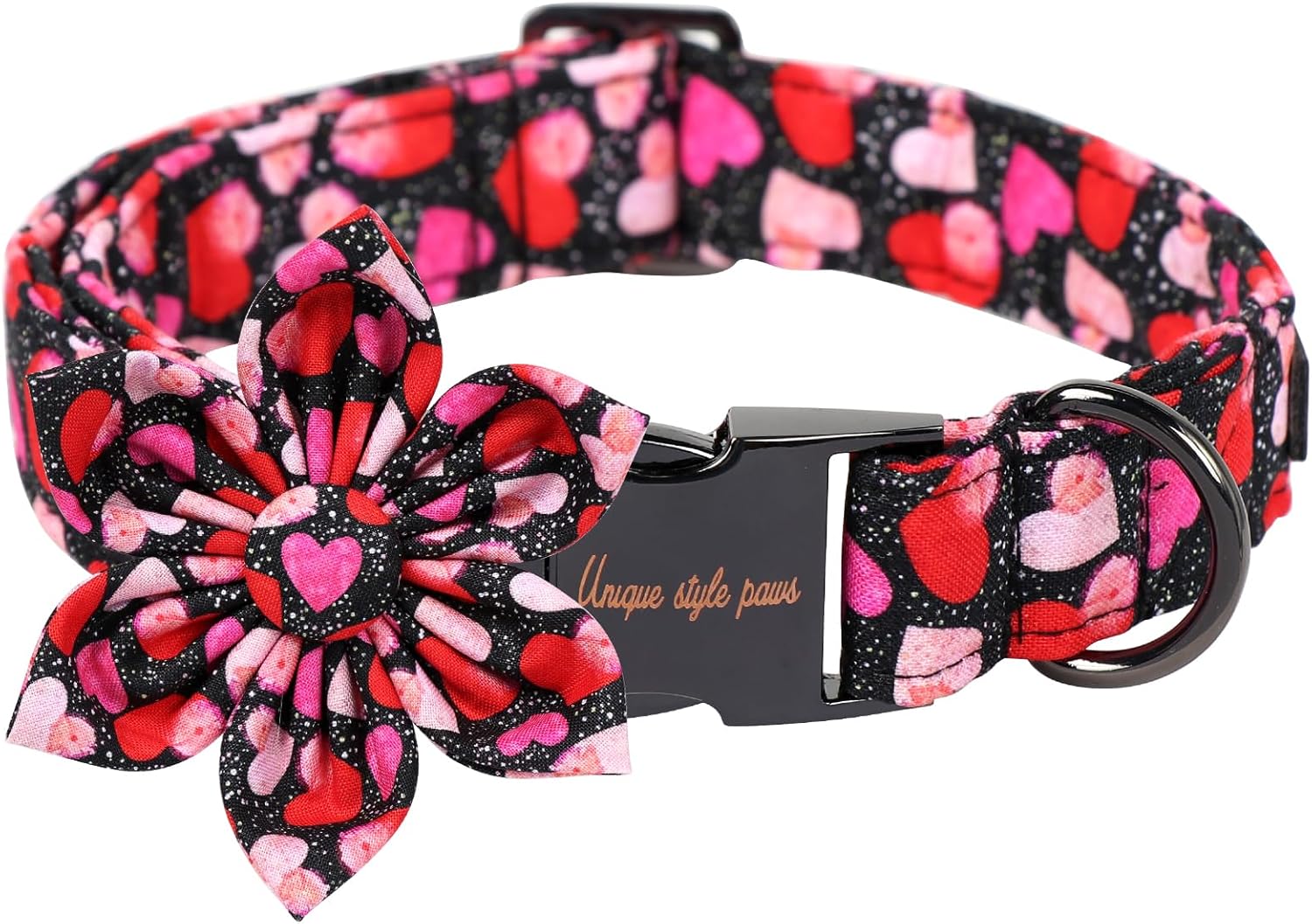 Unique Style Paws Valentine's Dog Collar with Flower Colorful Heart Love Dog Collars for Small Medium Large Dog New