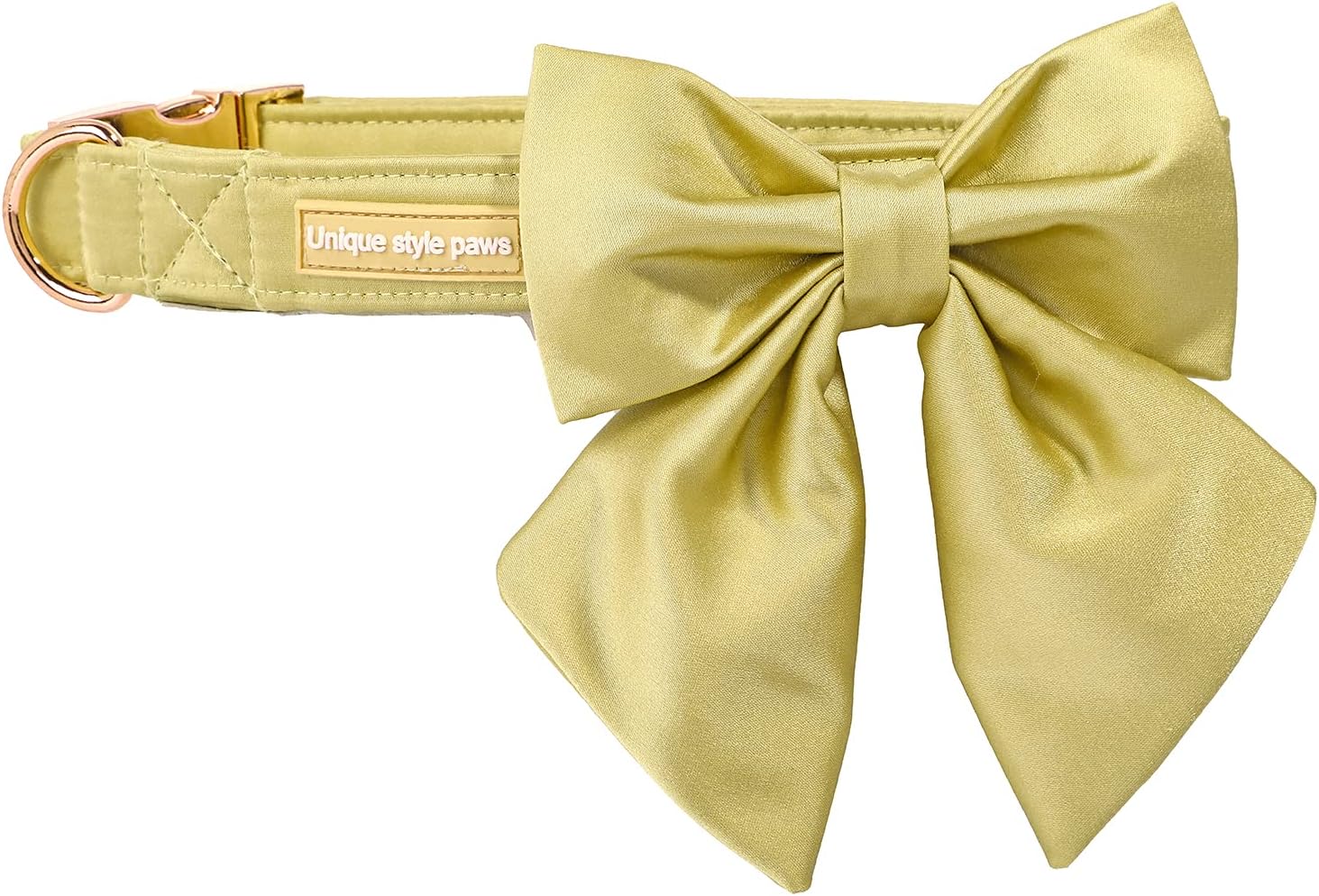 Unique Style Paws Silk Yellow Color Adjustable Wedding Bow Tie Collar for X-Large Dogs