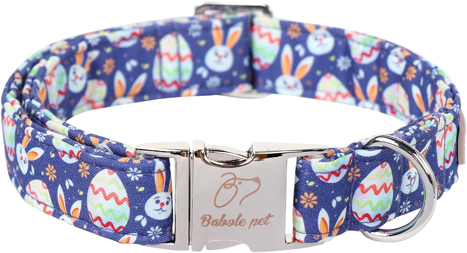 Easter Dog Collar, Cute Easter Bunny Eggs Pet Collar with Metal Buckel, Durable Adjustable Holiday Dog Collars for Small Medium Large Dogs XL