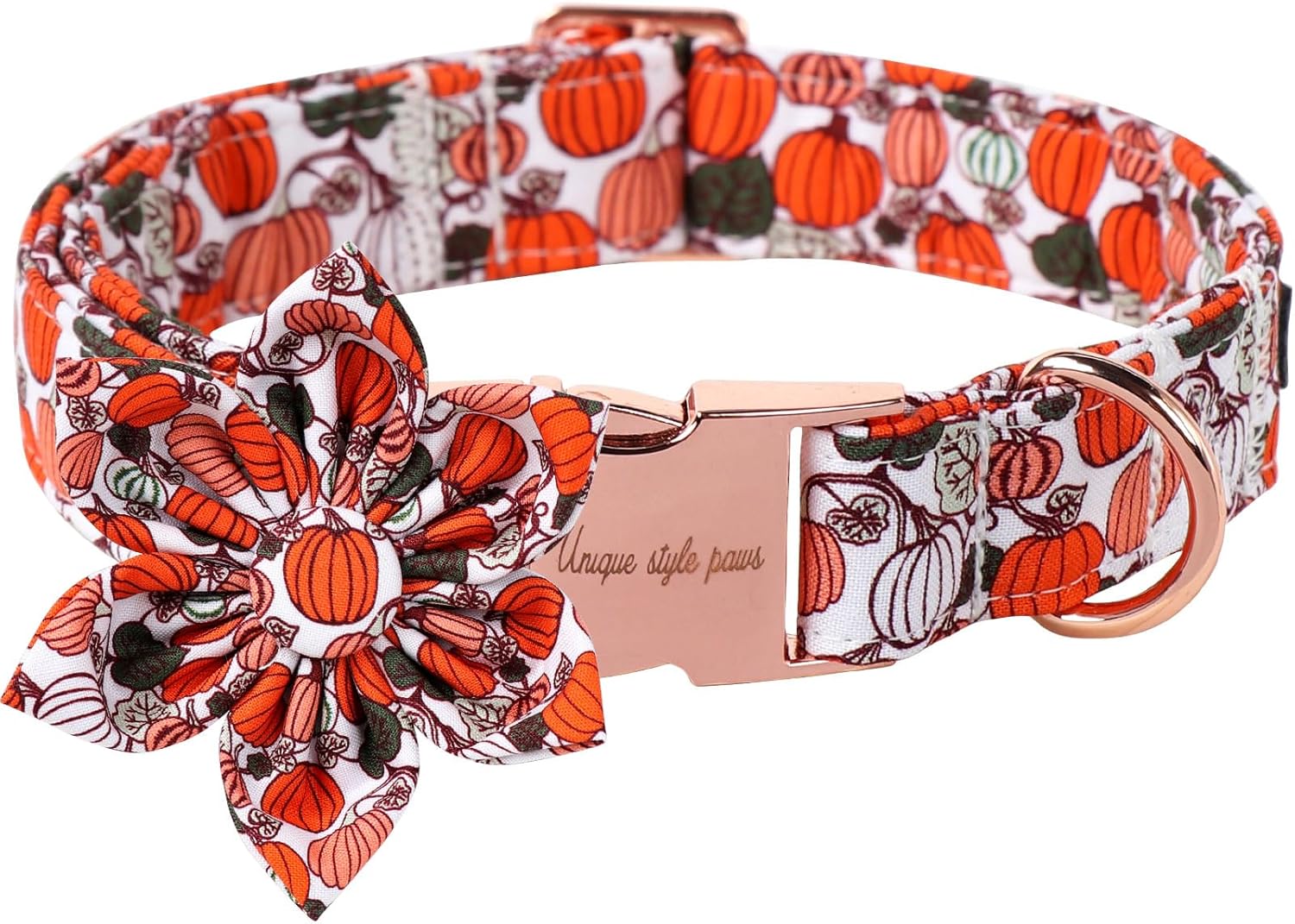 Unique Style Paws Halloween Day Dog Collar with Flower Bow Pumpkin Cotton Dog Collars for Small Medium Large Dogs