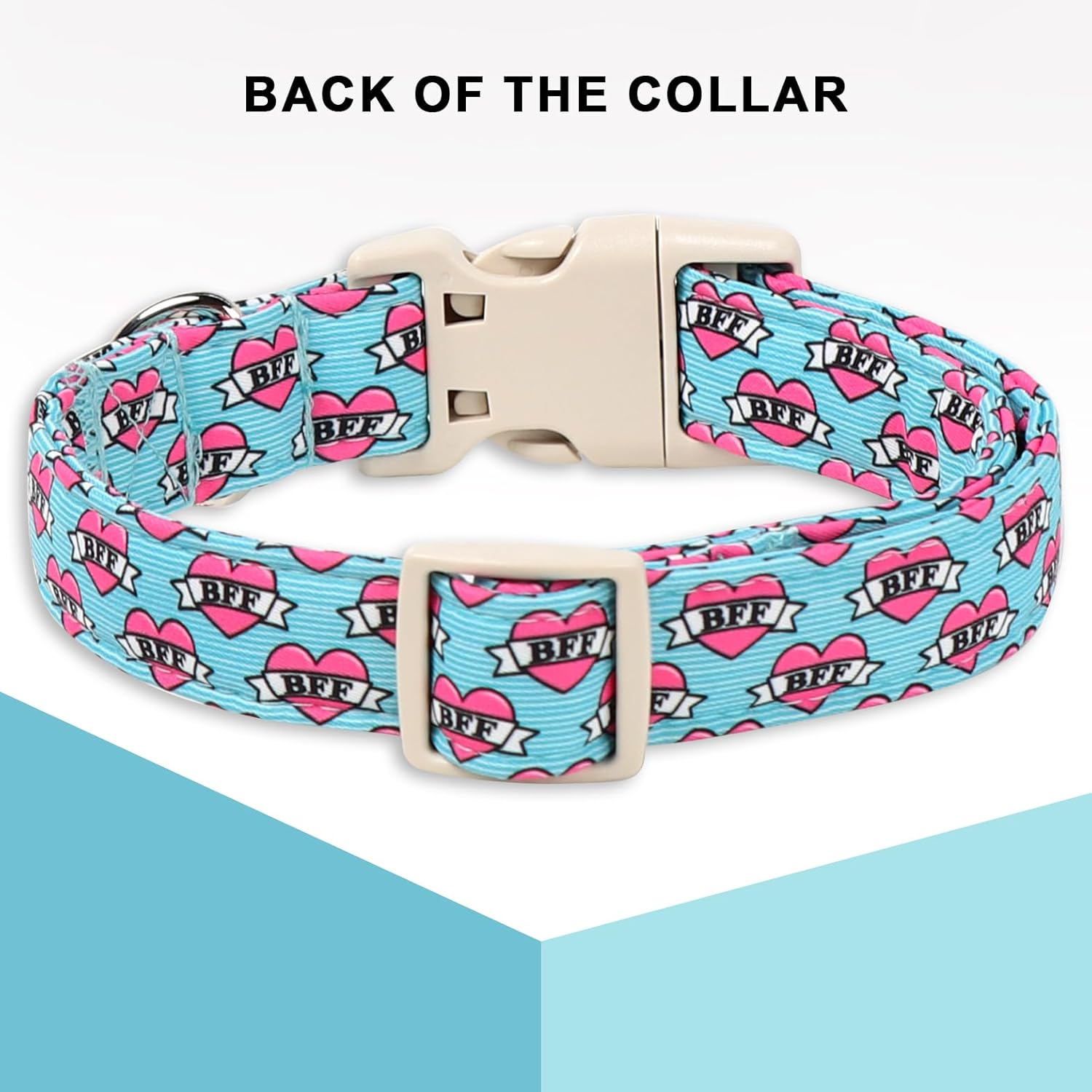Blue Valentine Dog Collar,Unique Style Paws Dog Collar for Valentine Blue BFF Print Puppy Collars Comfortable Cotton Collars with Breakaway Buckle,Fancy Dog Gift for Lover