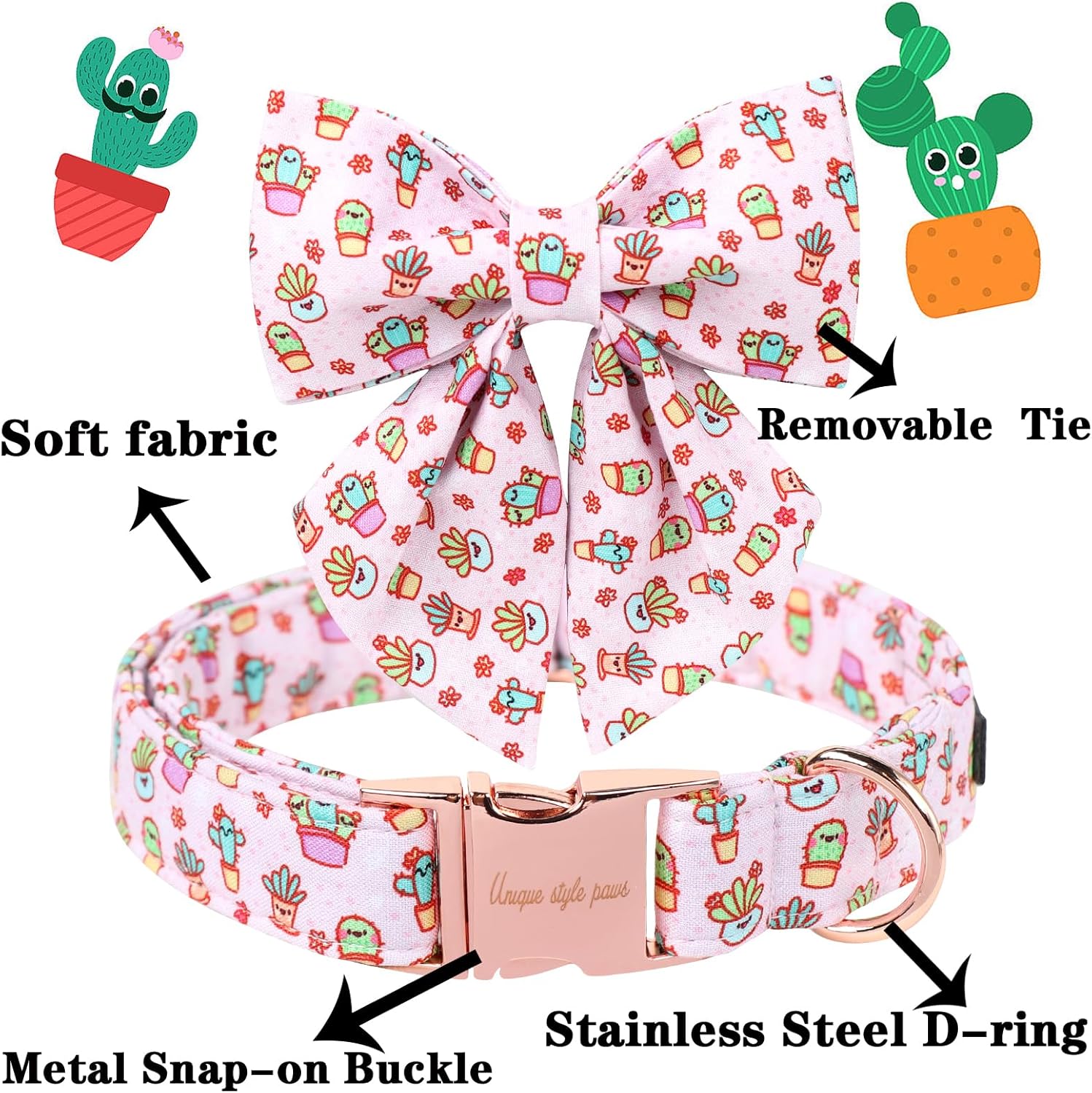 Unique style paws Cartoon Dog Collar with Bowtie Spring Summer Puppy Collar with Flower for Small Medium Large Boys Girls Dogs