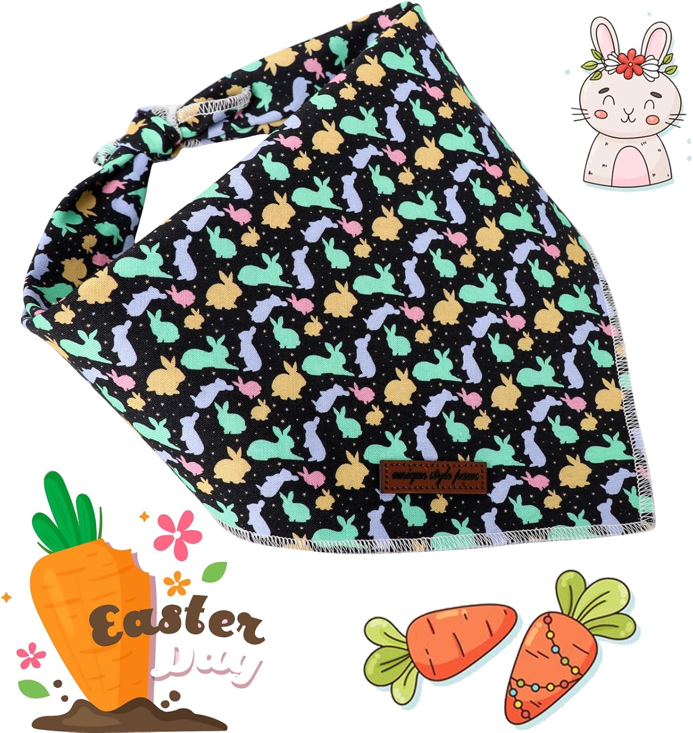Unique style paws Easter Dog Collar with Bow Easter Eggs Chicken Collar with Flower for Small Medium Large Boys Girls Dogs