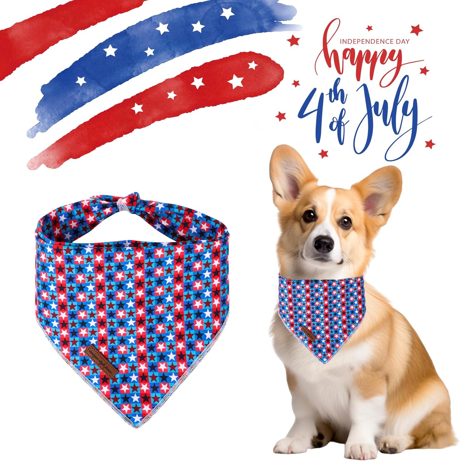 4th of July Dog Bandana,Unique Style Paws American Flag Dog Bandanas Independence Day Pet Scarves, Patriotic Triangle Bib Scarf for Boys & Girls Puppy