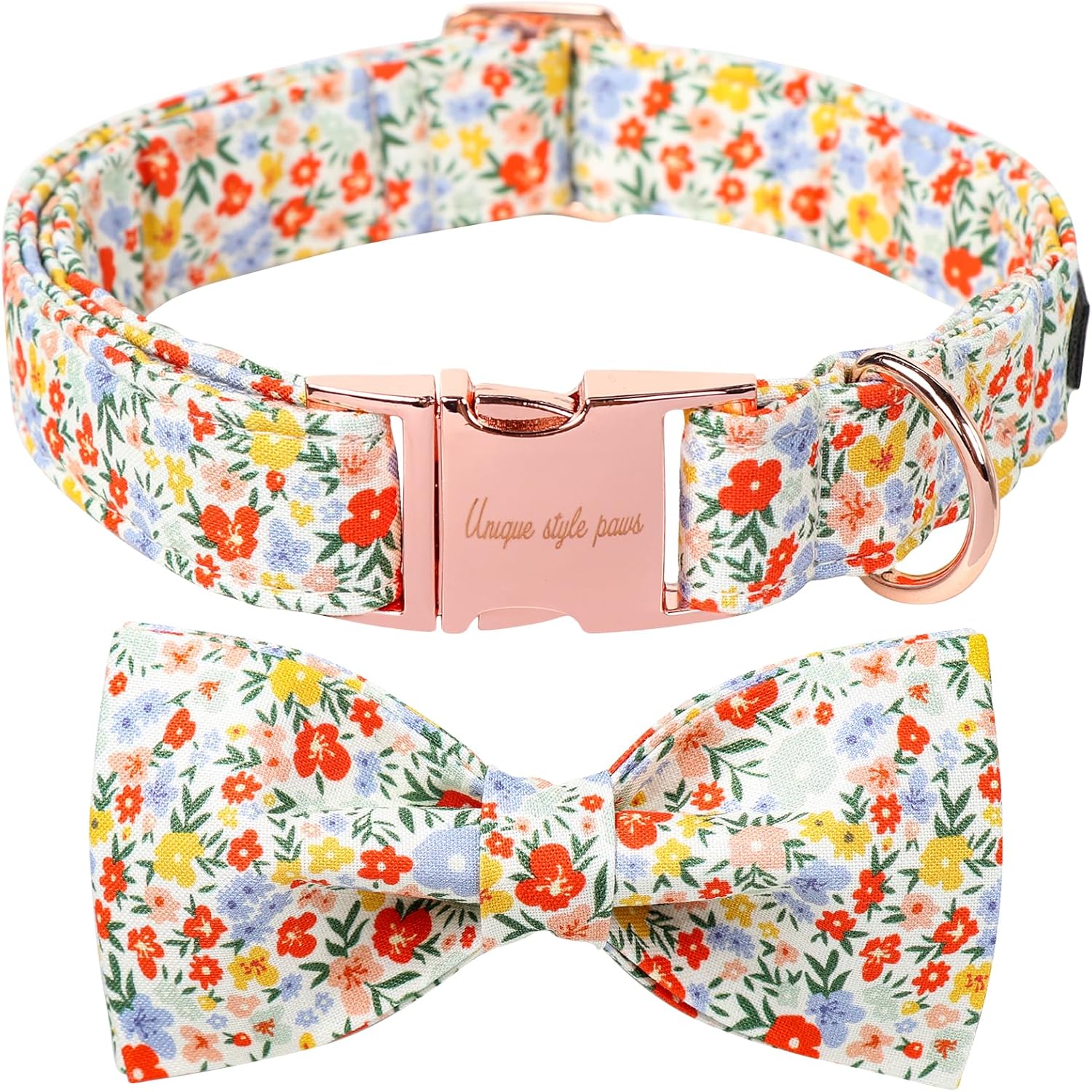 Unique Style Paws Summer Dog Collar with Bow, Lovely Bow Tie Dog Collar, Colorful Flower Dog Bow for Girl,Boy Dogs,Cats