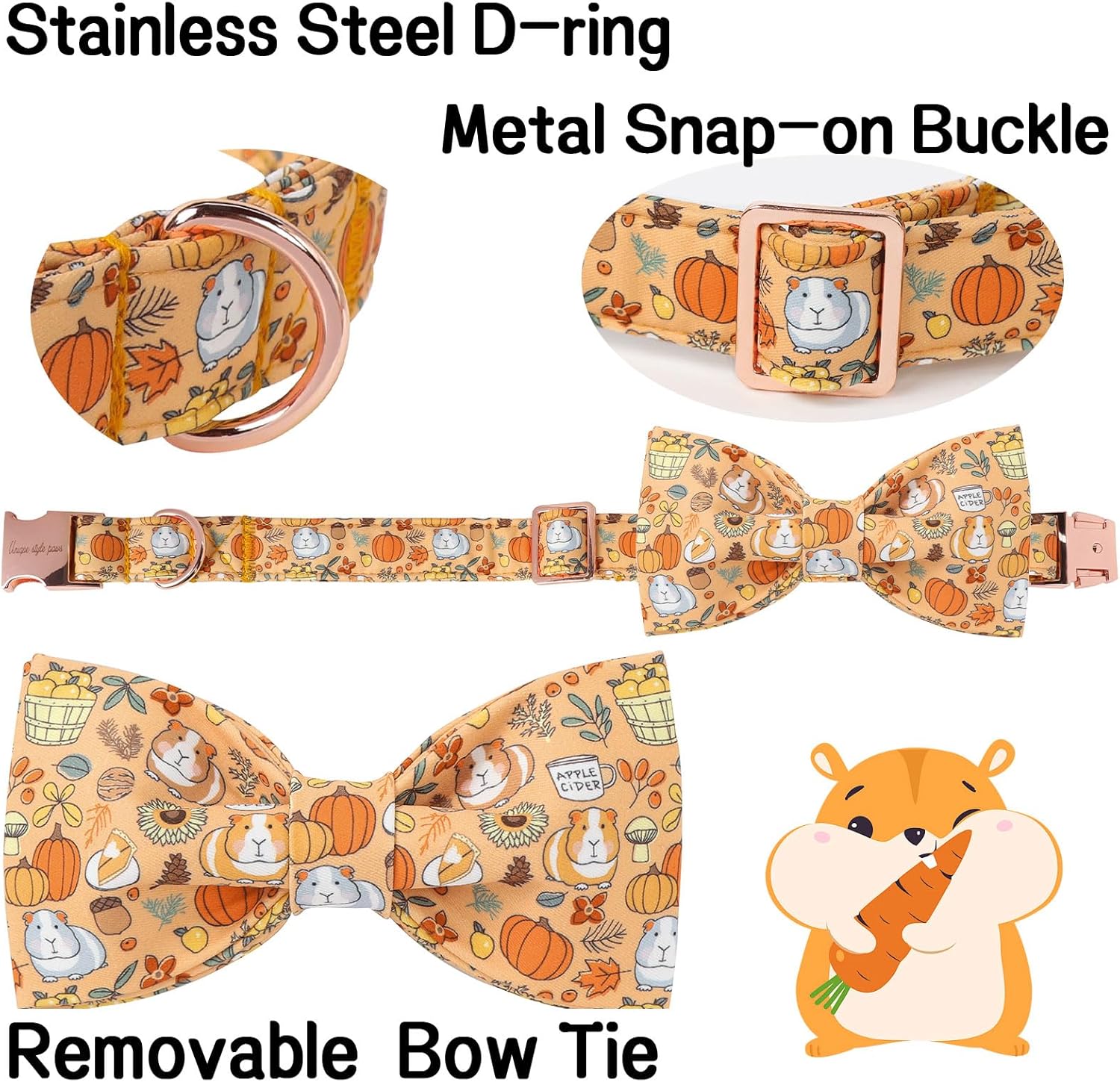 Halloween Dog Collar with Bow, Unique Style Paws Pumpkin Dog Bow Collar, Fancy Pet Gift for Halloween, Fit for Small, Medium, Large Boy Girl Dogs