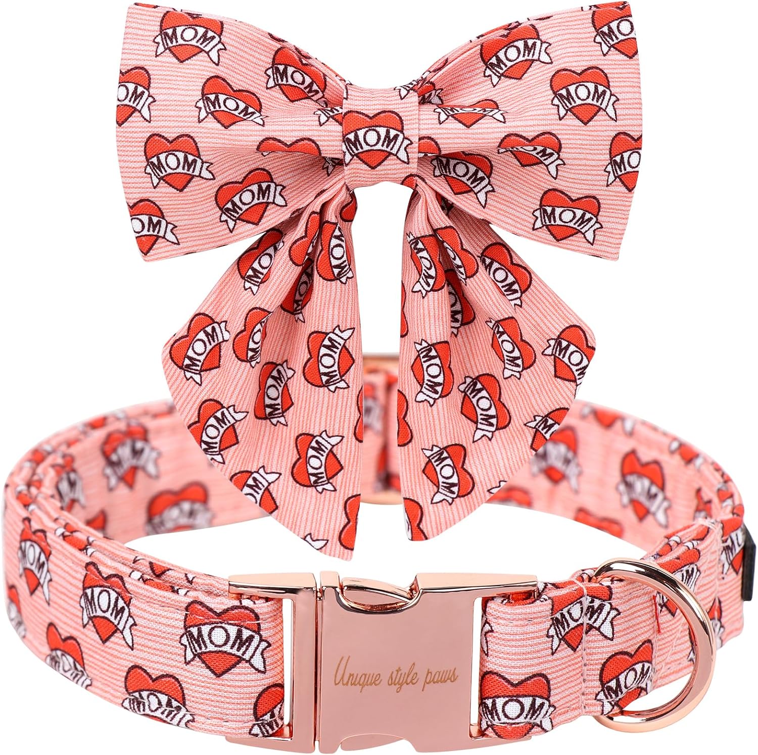 Unique Style Paws Valentiene's Day Dog Collar with Bow Heart Print Cotton Dog Collars Collar for Small Medium Large Dogs New