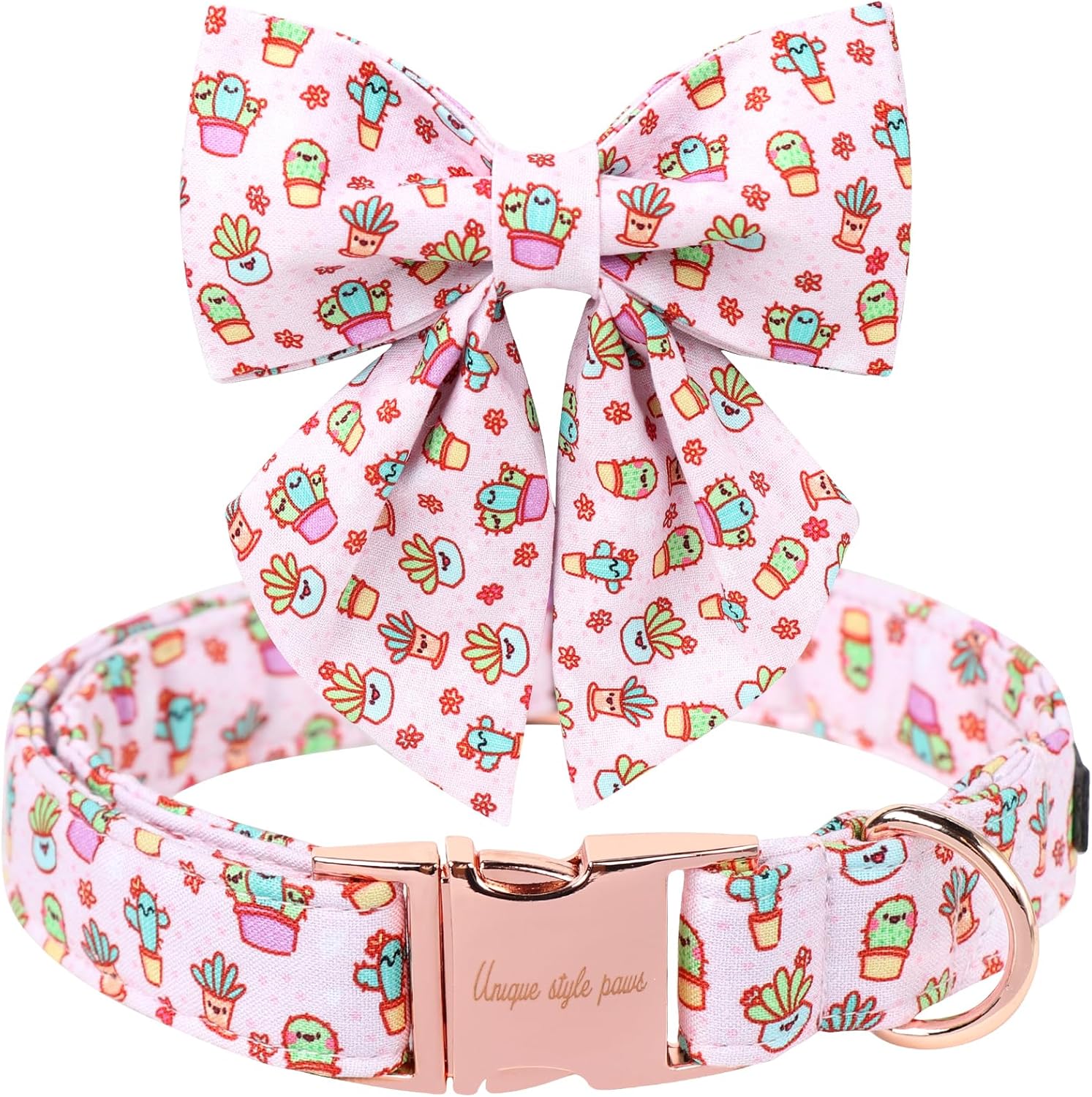 Unique style paws Cartoon Dog Collar with Bowtie Spring Summer Puppy Collar with Flower for Small Medium Large Boys Girls Dogs