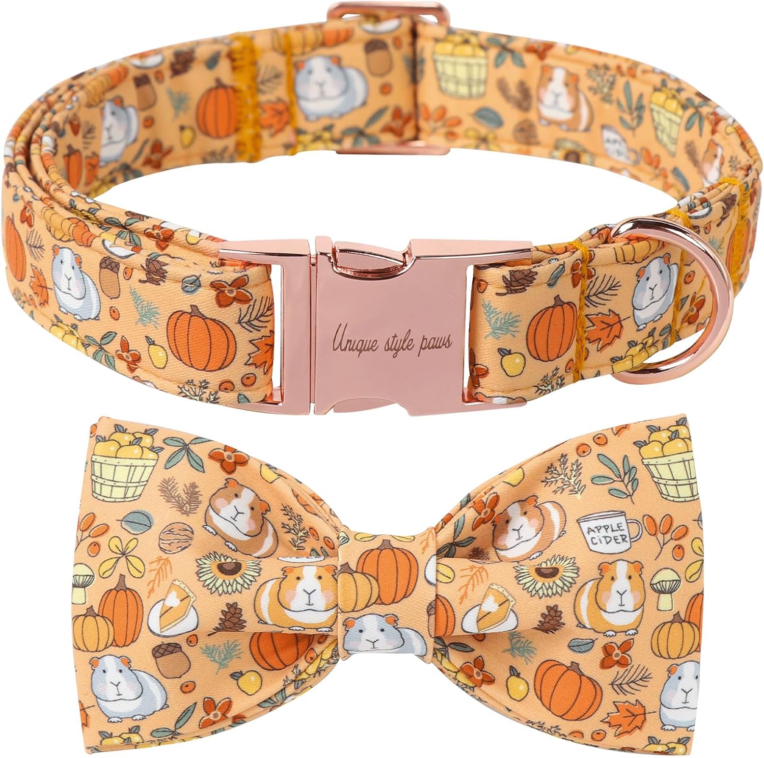 Halloween Dog Collar with Bow, Unique Style Paws Pumpkin Dog Bow Collar, Fancy Pet Gift for Halloween, Fit for Small, Medium, Large Boy Girl Dogs