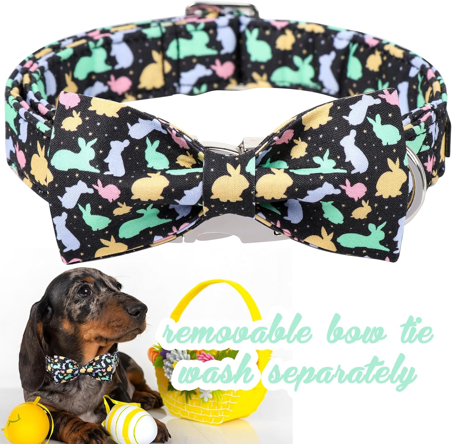 Unique style paws Easter Dog Collar with Bow Easter Eggs Chicken Collar with Flower for Small Medium Large Boys Girls Dogs