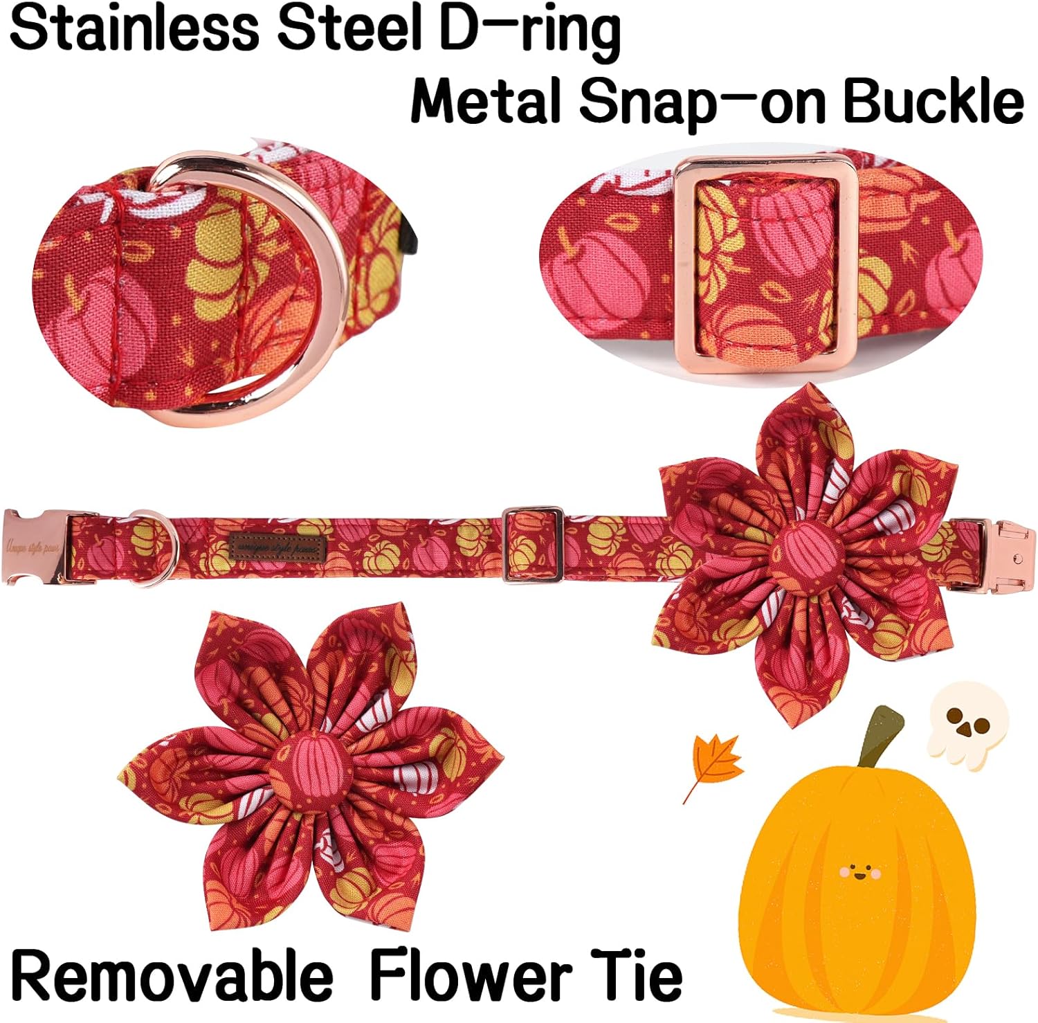Unique style paws Unique Style Paws Halloween Dog Collar with Bow Cotton Cute Bowtie Dog Collar for Small Medium Large Dogs Holiday Dog Collar