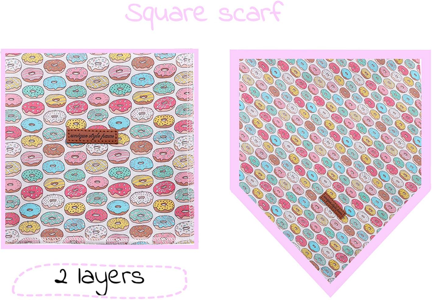 Unique style paws 1PCS Dog Bandanas Washable Cotton Square Bibs Sarf, Adjustable Dog Kerchief for Small Medium Large Dogs and Cats-L