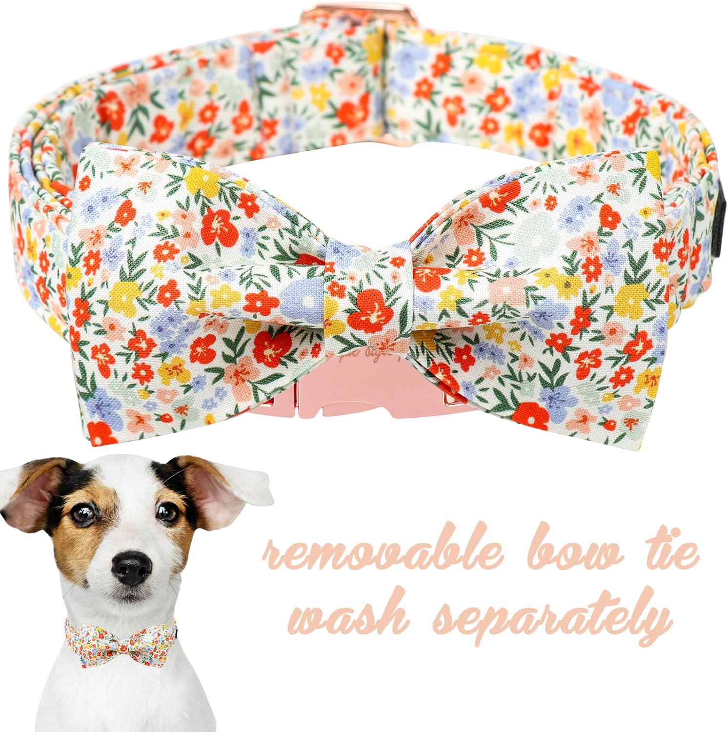 Unique Style Paws Summer Dog Collar with Bow, Lovely Bow Tie Dog Collar, Colorful Flower Dog Bow for Girl,Boy Dogs,Cats