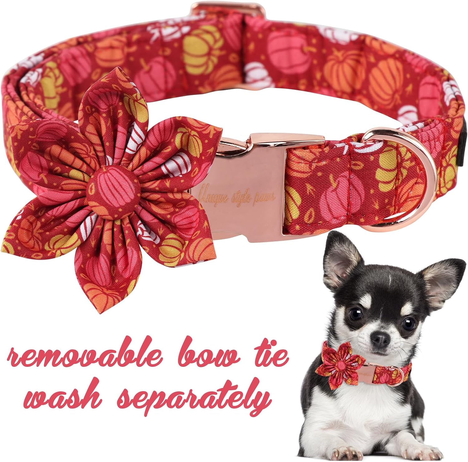 Unique style paws Unique Style Paws Halloween Dog Collar with Bow Cotton Cute Bowtie Dog Collar for Small Medium Large Dogs Holiday Dog Collar