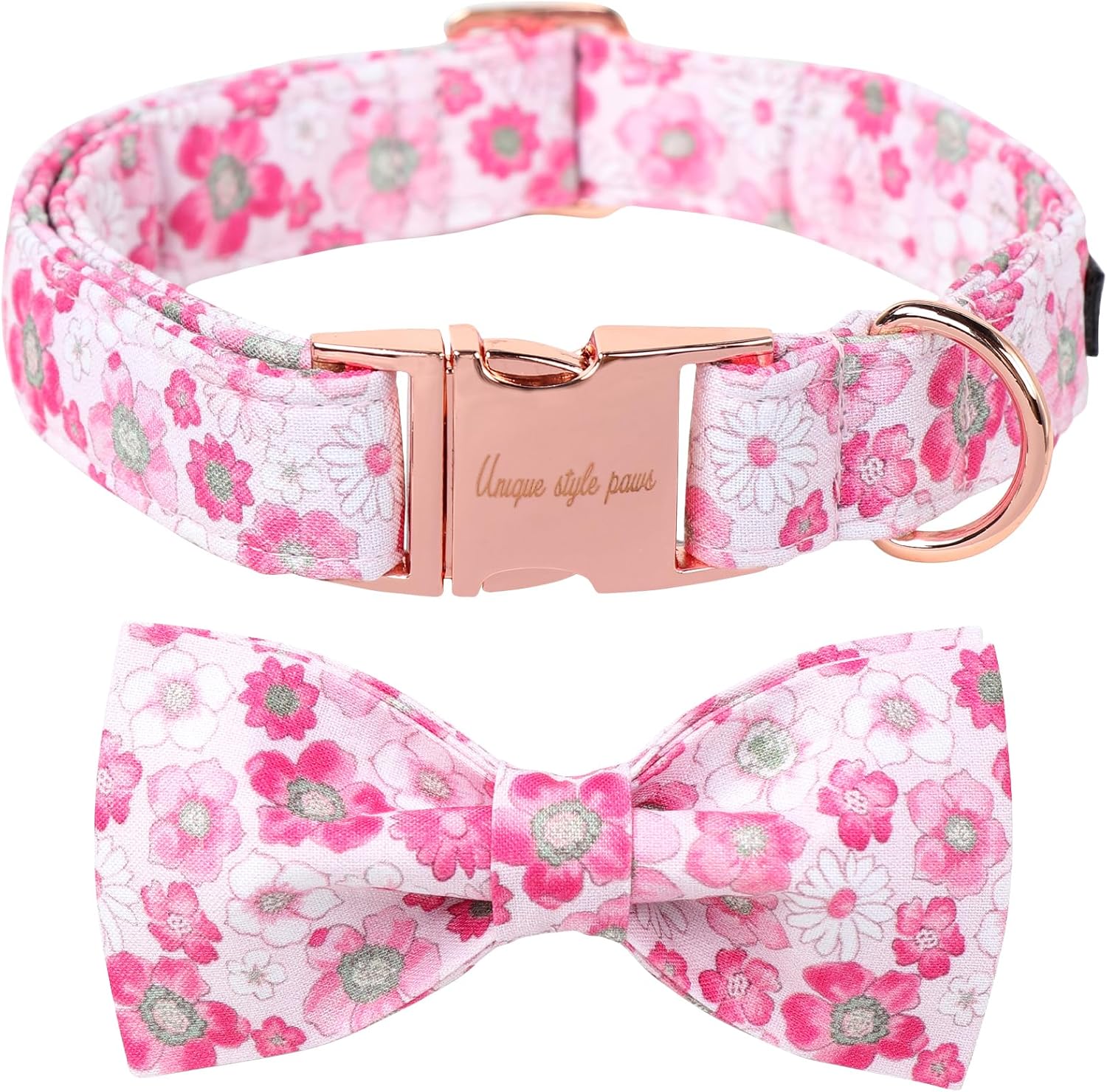 Unique Style Paws Summer Dog Collar with Bow, Lovely Bow Tie Dog Collar,Pink Flower Dog Bow for Girl,Boy Dogs,Cats