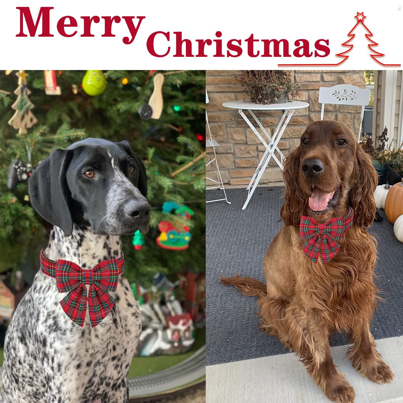 Unique style paws Christmas Dog Collar with Bow Tie Scottish Plaid Puppy Collar for Small Medium Large Dogs as Holiday Autumn Winter Gifts