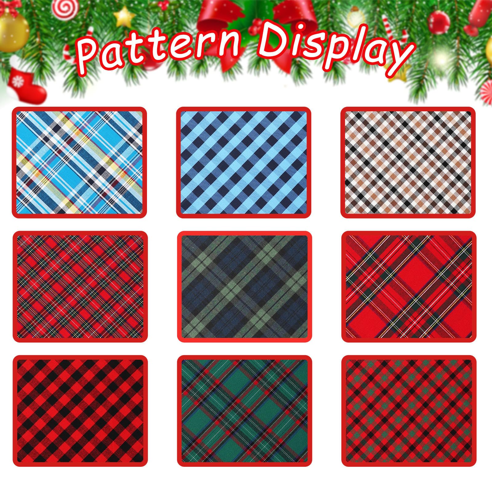 Unique Style Paws Dog Christmas Bandanas 1PC Washable Cotton Triangle Green Plaid Dog Scarfs for Small Medium Large Dogs and Cats